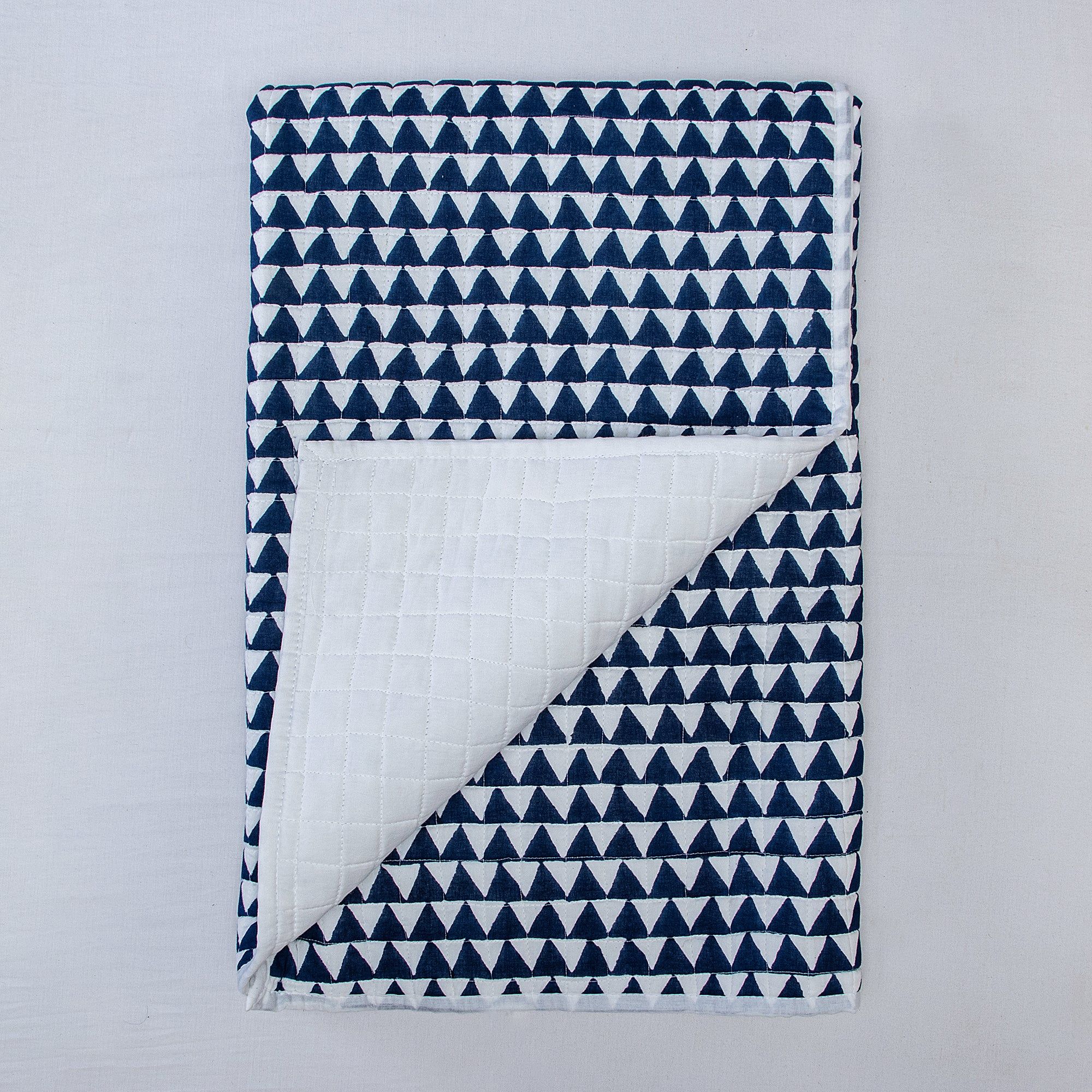 Blue Geometrical Printed Cotton Baby AC Quilt 130